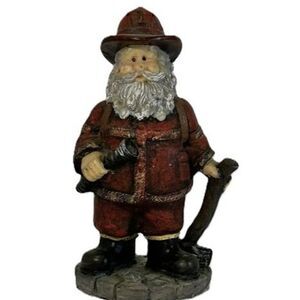 Firefighter Santa Figurine  Resin Christmas Holiday Collectible Fireman